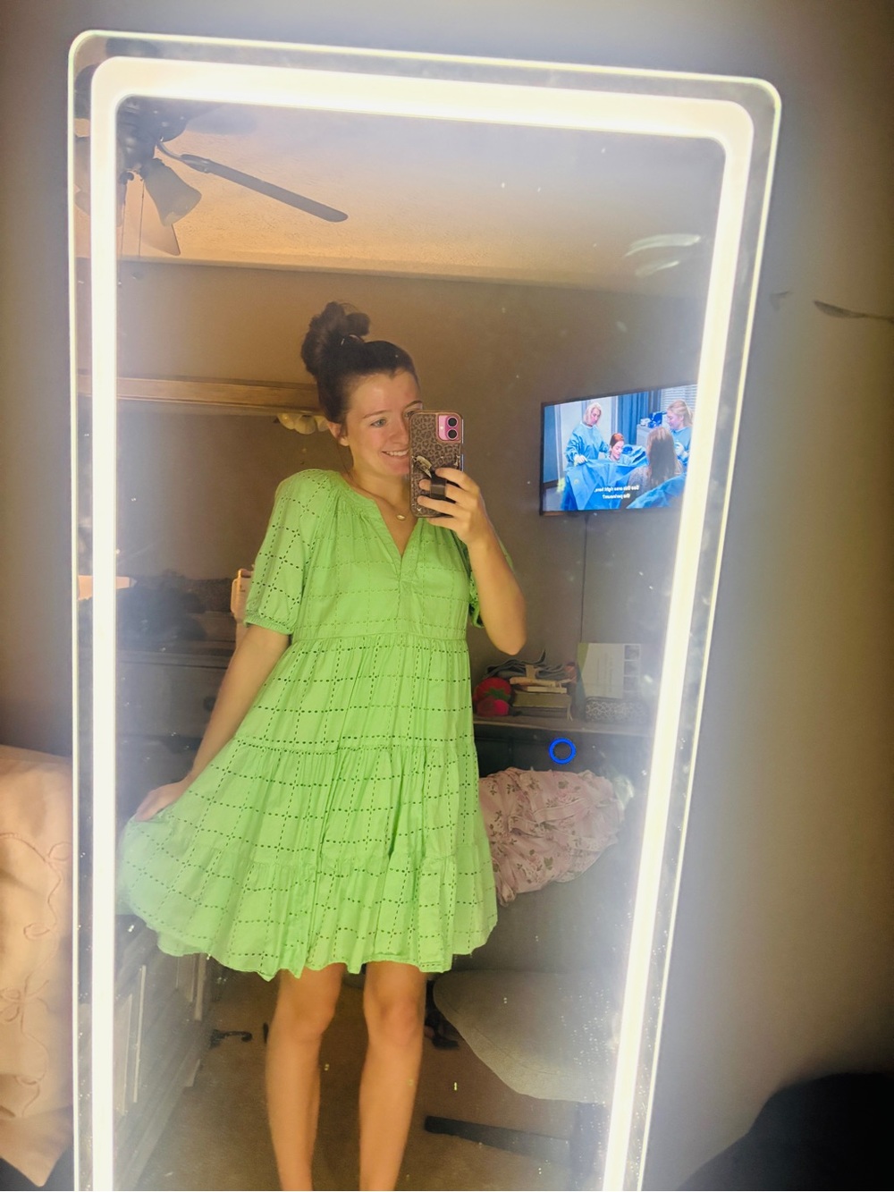 crown & ivy Mint Green Eyelet Top